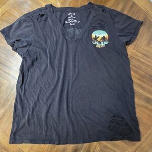 Torrid Black Distressed Skull Tee
